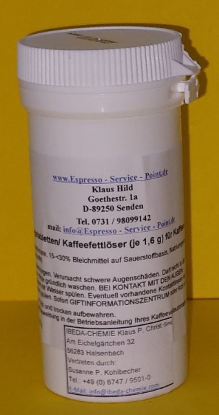30 Reinigungstabletten, Kaffeefettlöser (á 1,6g)